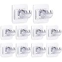 GROVENT® Self Adhesive Curtain Holders Brackets Without Drilling, Curtain Rod Bracket, Adhesive Curtain Rod Holder Hooks, Door and Window Curtain Brackets (10 PCS, Transparent)