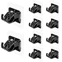 GROVENT® Self Adhesive Curtain Holders Brackets Without Drilling, Curtain Rod Bracket, Adhesive Curtain Rod Holder Hooks, Door and Window Curtain Brackets (8 PCS, Black)