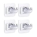 GROVENT® Self Adhesive Curtain Holders Brackets Without Drilling, Curtain Rod Bracket, Adhesive Curtain Rod Holder Hooks, Door and Window Curtain Brackets (4PCS, Transparent)