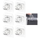 GROVENT® Self Adhesive Curtain Holders Brackets Without Drilling, Curtain Rod Bracket, Adhesive Curtain Rod Holder Hooks, Door and Window Curtain Brackets (6PCS, Transparent)