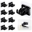 GROVENT® Self Adhesive Curtain Holders Brackets Without Drilling, Curtain Rod Bracket, Adhesive Curtain Rod Holder Hooks, Door and Window Curtain Brackets (6 PCS, Black)