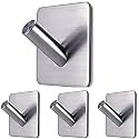 GROVENT® 3 Pcs Stainless Steel Hook, Heavy Duty Adhesive Hook, 304 Stainless Steel Wall Hanger, Waterproof Rustproof Oil Proof for Kitchen, Bathroom, Doors, Office, Closet-Silver (V - Square Silver)