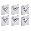 GROVENT® Stainless Steel Strong Self Adhesive Sticker Hooks for Bathroom, Kitchen Wall Holds Up to 3 kg(Pack of 6 PCS, V - Square Silver)