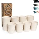 Grow Forward Premium Wheat Straw Cups - 13 &amp; 20 oz Unbreakable BPA Free Hard Plastic Cups - Reusable Lightweight Plastic Drinking Glasses for Kitchen, Outdoor, Water, Camping, RV - Sahara