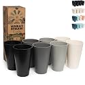 Grow Forward Premium Wheat Straw Cups - 20 oz Unbreakable BPA Free Hard Plastic Cups - Reusable Lightweight Plastic Drinking Glasses for Kitchen, Outdoor, Water, Camping, RV - Moonlight