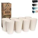 Grow Forward Premium Wheat Straw Cups - 20 oz Unbreakable BPA Free Hard Plastic Cups - Reusable Lightweight Plastic Drinking Glasses for Kitchen, Outdoor, Water, Camping, RV - Sahara
