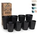 Grow Forward Premium Wheat Straw Cups - 13 &amp; 20 oz Unbreakable BPA Free Hard Plastic Cups - Reusable Lightweight Plastic Drinking Glasses for Kitchen, Outdoor, Water, Camping, RV - Midnight