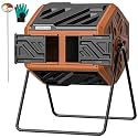 THE Growing 43 Gal Outdoor Compost Bin Tumbler with Thermometer, Orange