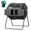 THE Growing 43 Gal Outdoor Compost Bin Tumbler for Backyard Garden, Black
