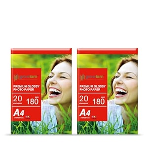growlam premium glossy photo paper 180 gsm a4 size 20 sheets pack of 2