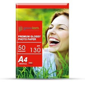 growlam premium glossy photo paper 130 gsm 50 sheets
