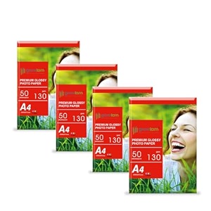 growlam premium glossy photo paper 130 gsm a4 size 50 sheets pack of 4