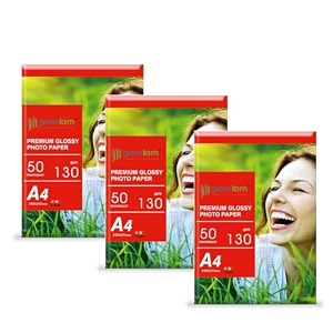 growlam premium glossy photo paper 130 gsm a4 size 50 sheets pack of 3