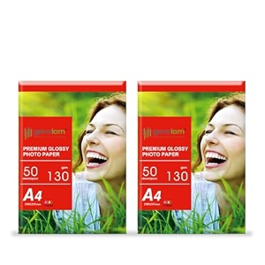 growlam premium glossy photo paper 130 gsm a4 size 50 sheets pack of 2