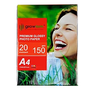growlam premium glossy photo paper 150 gsm 20 sheets