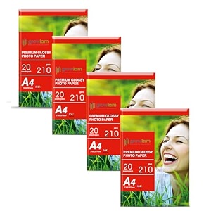 growlam premium glossy photo paper 210 gsm a4 size 20 sheets pack of 4