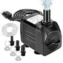 GROWNEER 550GPH Submersible Pump 30W Ultra Quiet Fountain Water Pump, 2000L/H, with 7.2ft High Lift, 3 Nozzles, 4.9 Feet Tubing for Aquarium, Fish Tank, Pond, Hydroponics, Statuary