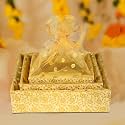 GROWNEX 3 Set Gift Hamper Baskets, Dry Fruits Storage, Return Gift, Trousseau Combo Trays, With Net, Baby Shower Baskets (Floral Gold)