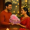 GROWNEX 3 Set Gift Hamper Baskets, Dry Fruits Storage, Return Gift, Trousseau Combo Trays, With Net, Baby Shower Baskets (Polka Pink)