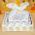 GROWNEX 3 Set Gift Hamper Baskets, Dry Fruits Storage, Return Gift, Trousseau Combo Trays, With Net, Baby Shower Baskets (Royal White)