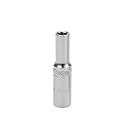 GROZ Hex Deep Socket 1/4" Drive, 12mm CrV Steel, 3x Performance, | DIN 3120 Standards, Super Grip | SKT/H/1-4/12D/UG