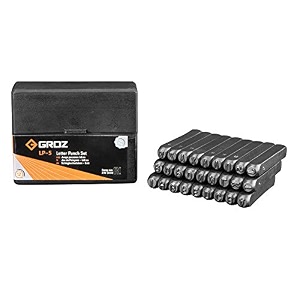 groz letter stamp set with induction hardened ends ideal for permanent imprints on metals wood leather clay plastic etc carbon steel construction comes in plastic case stamp size5 mm lp5