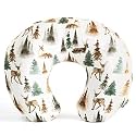 GRSSDER Nursing Pillow Cover Stretchy Minky Removable Nursing Covers for Breastfeeding Pillows, Ultra Soft Comfortable Slipcover for Boy and Girls, Stylish Watercolor Forest Deer and Leaves