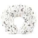 GRSSDER Nursing Pillow Cover Stretchy Minky Removable Nursing Covers for Breastfeeding Pillows, Ultra Soft Comfortable Slipcover for Boy and Girls, Stylish Pretty Flora, Beige