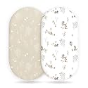 GRSSDER Stretch Ultra Soft Fitted Bassinet Sheet Set 2 Pack, Universal Fit for Bassinets Baby Cradle Moses Basket Oval Rectangle Mattress Safe and Snug, Stylish Watercolor Rabbit Pattern