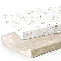 GRSSDER Stretch Ultra Soft Jersey Knit Changing Pad Cover Set 2 Pack, Change Table Pad Covers Fit 32"/34" x 16" Pads Safe and Snug, Pretty Pattern for Boys and Girls, Stylish Watercolor Rabbit Pattern