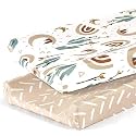 GRSSDER Stretch Ultra Soft Jersey Knit Changing Pad Cover Set 2 Pack, Change Table Pad Covers Fit 32"/34" x 16" Pads Safe and Snug, Stylish Cute Rainbow Print for Baby