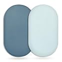 GRSSDER Stretchy Ultra Soft Fitted Bassinet Sheet 2 Pack, Universal Fit for Bassinets Baby Cradle Moses Basket Oval Rectangle Mattress Safe and Snug, Jersey Bassinet Sheets for Girls, Blue/Navy