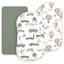 GRSSDER Stretchy Ultra Soft Fitted Bassinet Sheets 3 Pack, Universal Fit for Bassinets Baby Cradle Moses Basket Oval Rectangle Mattress Safe and Snug, Stylish Bassinet Sheet of Cars Print for Boys