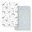 GRSSDER Stretchy Ultra Soft Jersey Knit Fitted Pack n Play Sheets Set 2 Pack, Portable/Mini Crib Mattresses for Boys and Girls, Universal Fit for Pack N Plays Pads Safe and Snug