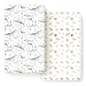 GRSSDER Stretchy Ultra Soft Jersey Knit Fitted Crib Sheets Set 2 Pack, Fit All Standard Crib Mattresses Safe and Snug, Beautiful Marine Organism for Boys and Girls