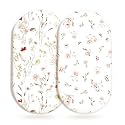 GRSSDER Ultra Soft Bassinet Sheets 2 Pack, Stretchy Breathable Knit Bassinet Mattress Sheets for Baby, Universal Fitted Baby Cradle Moses Basket Oval Rectangle Pads Safe and Snug, Stylish Flora