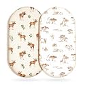 GRSSDER Ultra Soft Bassinet Sheets 2 Pack, Stretchy Breathable Knit Bassinet Mattress Sheets for Baby, Universal Fitted Baby Cradle Moses Basket Oval Rectangle Mattresses Safe and Snug, Animals Print