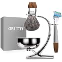 GRUTTI Shaving Kit for Gillette Fusion 5 - Magnetic Bowl, Stand & Synthetic Brush, compatible with Fusion5 Refill Blades with Space-Saving Organizer - Gift for Dad