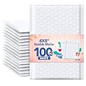 GSSSUSA Bubble Mailers 4x8" Usable Size 4x7" Padded Envelope White 100 Pack