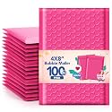 GSSSUSA Bubble Mailers 4x8" Usable Size 4x7" Padded Envelopes Pink 100 Pack
