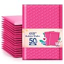 GSSSUSA Pink Bubble Mailers 4x8 Inch 50 Pack Small Padded Envelopes