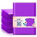 GSSSUSA Purple Bubble Mailers 4x8 Inch 50 Pack Small Padded Envelopes