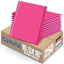 GSSUSA Pink Bubble Mailers 10.5x16" 250 Pack Padded Envelopes Self Seal