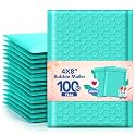GSSUSA Teal Bubble Mailers 4x8 100 Pack, Self Seal Padded Envelopes