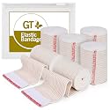 GT® Cotton Elastic Bandage w/ Hook and Loop Closure on Both Ends, 3" Width - 6 Pack