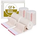 GT® Cotton Elastic Bandage w/ Hook and Loop Closure on Both Ends, 3" Width - 4 Pack