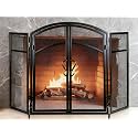 Gtongoko 3 Panel Magnetic Fireplace Screen with Doors 51" W x 32" H Black