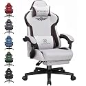 GTPLAYER Gaming Chair Fabric with Pocket Spring Cushion, Big and Tall Gamings Chairs 350LBS High Back Computer Chair with Footrest for Adults Lumbar Support Swivel Game Chair for Office Gaming Brown