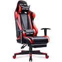 GTPLAYER Gaming Chair with Footrest, Ergonomic Computer Game Desk Chair, Reclining Gamer Chair Seat Height Adjustment, Swivel Rocker with Headrest and Lumbar (Brickred)