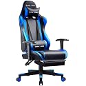 GTPLAYER Gaming Chair with Footrest, Ergonomic Computer Game Desk Chair, Reclining Gamer Chair Seat Height Adjustment, Swivel Rocker with Headrest and Lumbar (Blue)
